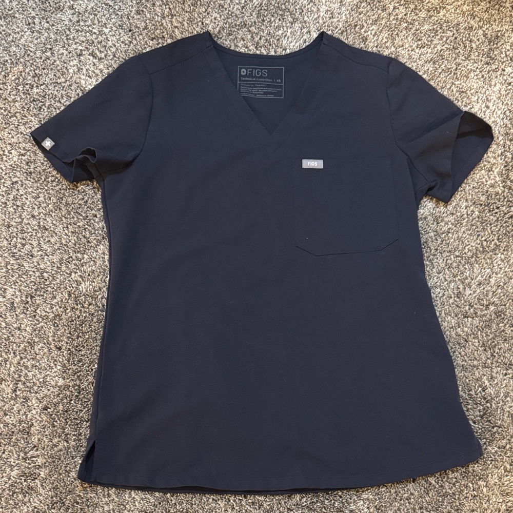 Figs Women's Catarina Dark Blue Short Sleeve Top